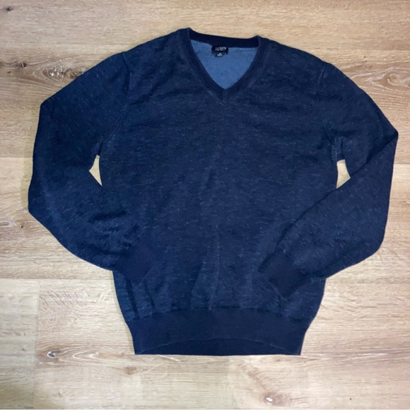 J.CREW 100% Cotton Men's Navy Blue V-Neck Sweater Size Small Preppy 90S Pullover - Picture 4 of 11